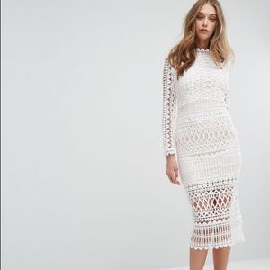 Missguided High Neck Structured Lace Midi Dress